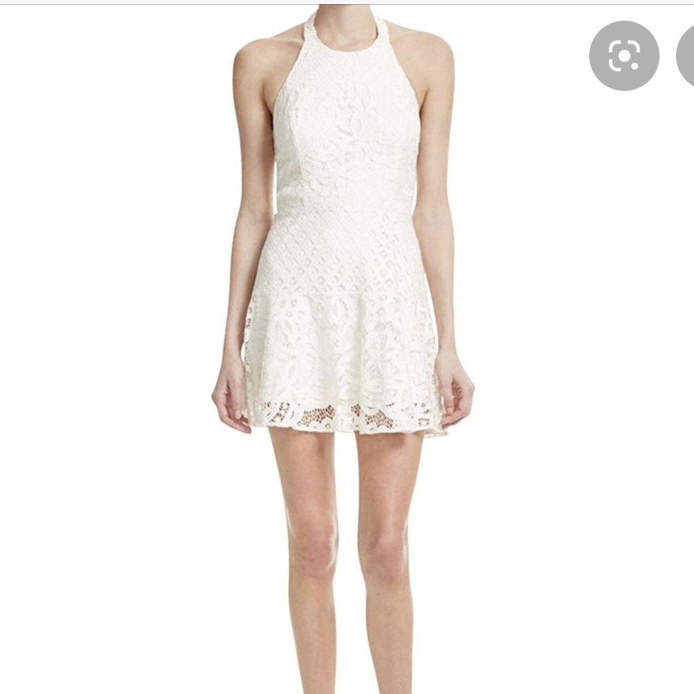 Parker Leona lace white halter cut out party dress